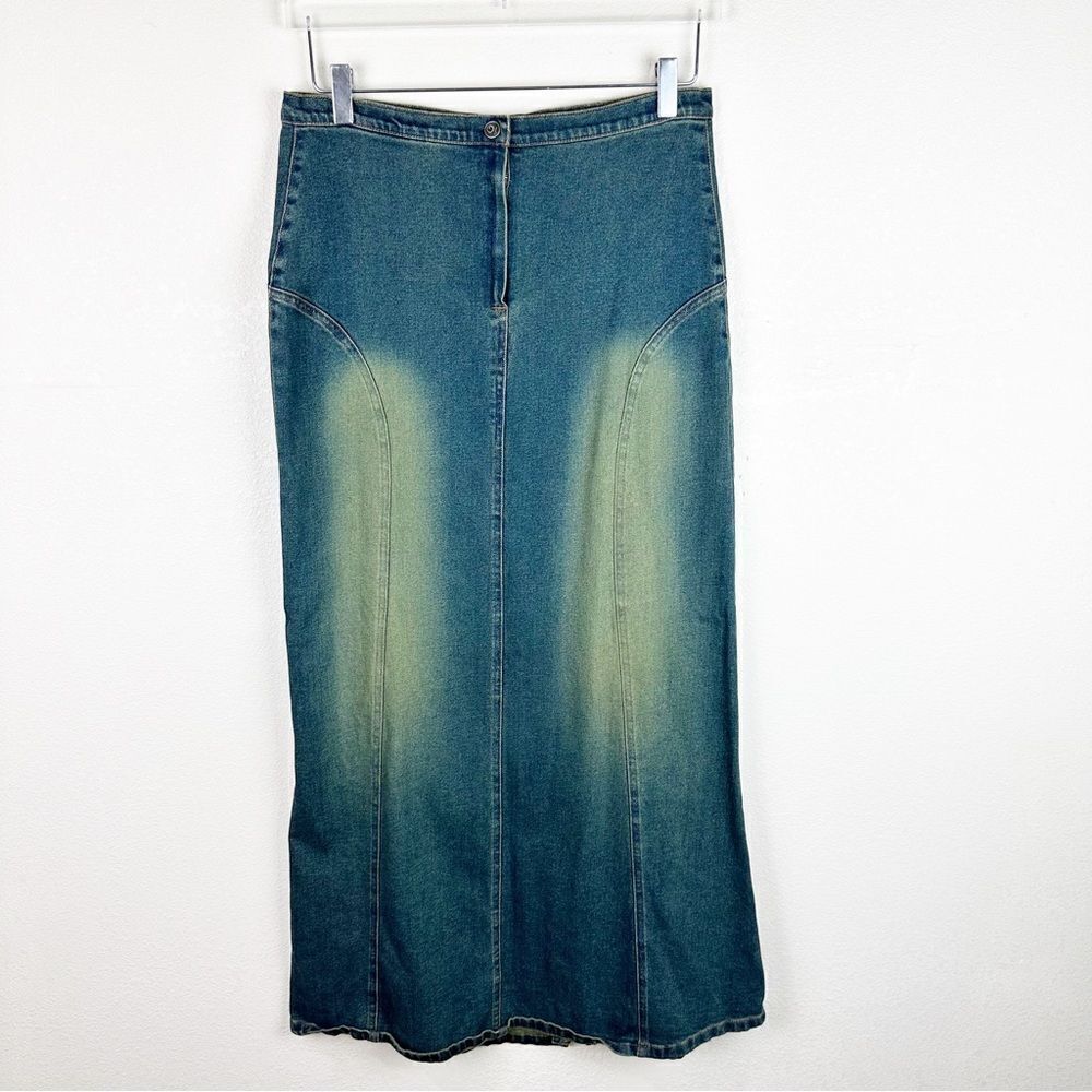 Denim Maxi Skirt - Blue